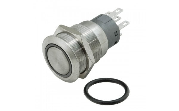 19mm Vandal Resistant Latching Button Switch - Blue LED