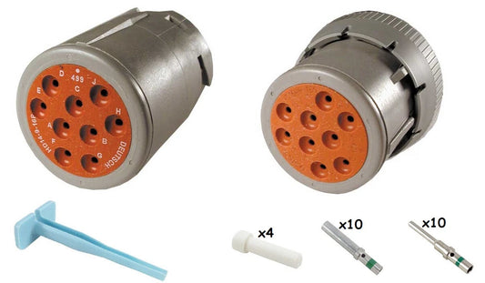 Deutsch HD14 9 Way Connector Kit - Size 16 Contacts - Non-threaded housing