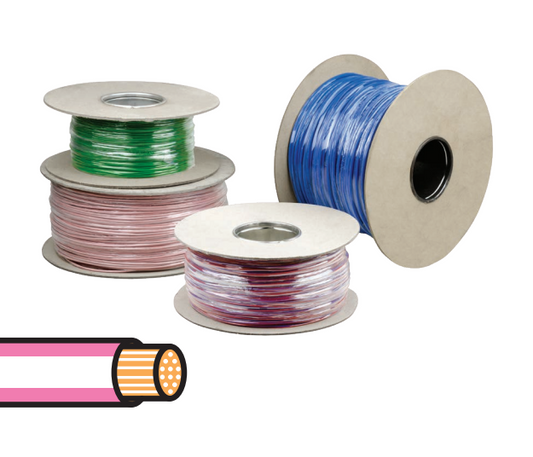 2mm² Pink Thin Wall Cable with White Trace 500m Roll