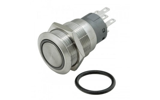 19mm Vandal Resistant Latching Button Switch - Blue LED